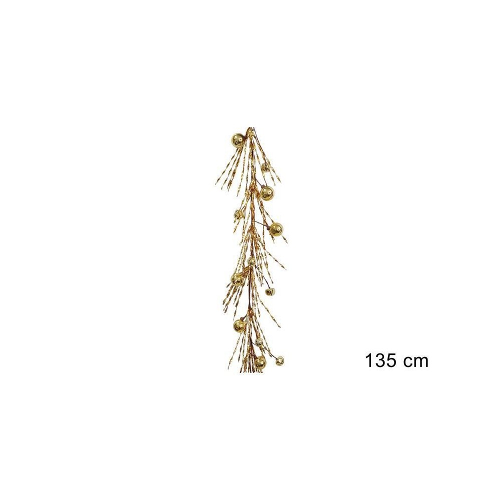 GHIRLANDA 135CM FILI LAMINATI E PALLINE ORO